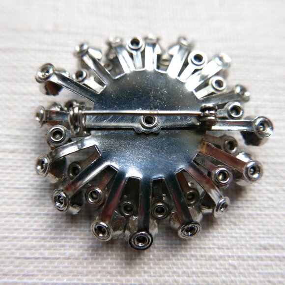 Vintage Blue Rhinestone Starburst Brooch - Picture 9 of 10